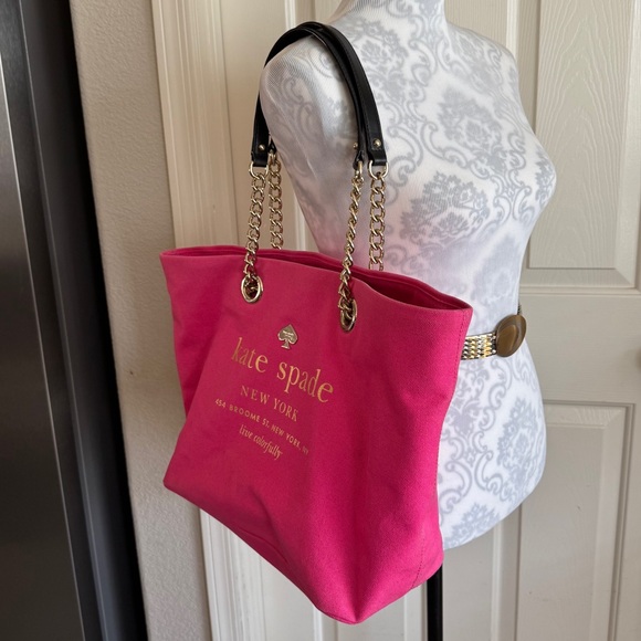 kate spade New York East Broadway Tote Zinnia Pink with Black/Gold Chain Straps - Picture 5 of 16